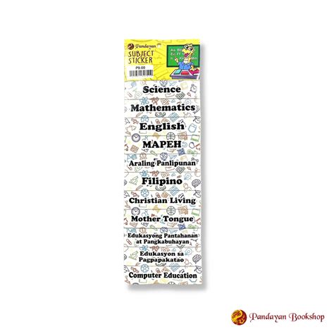 Pandayan Subject Sticker 11 Subjects .